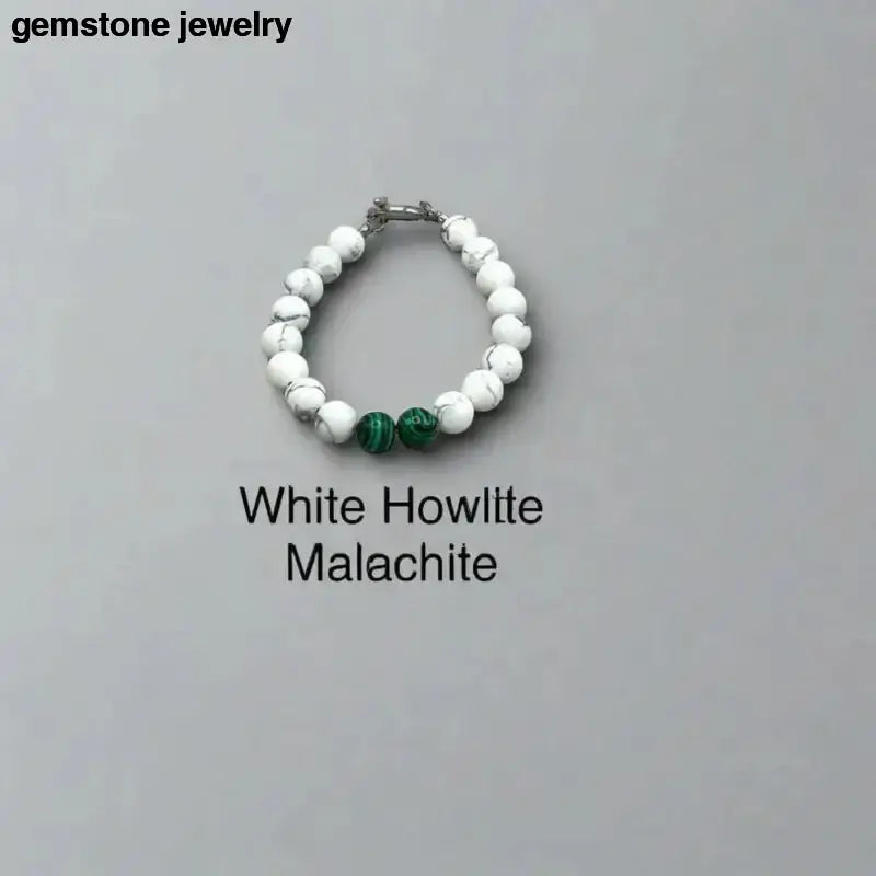 White Howlite and Malachite Beaded Bracelet - Bec Sue Jewelry Shop