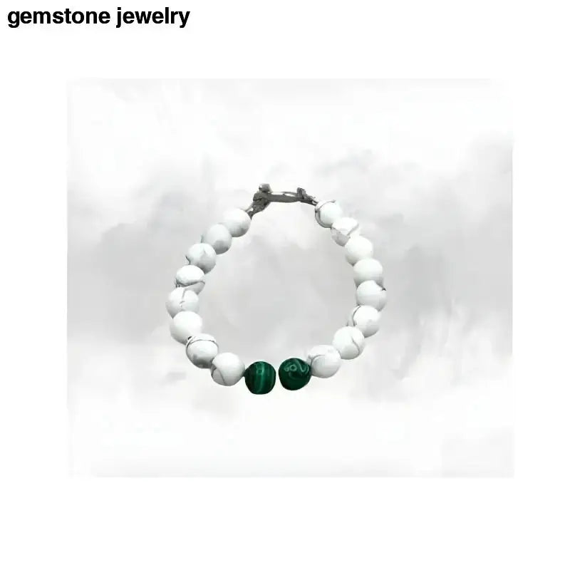 White Howlite and Malachite Beaded Bracelet - Bec Sue Jewelry Shop