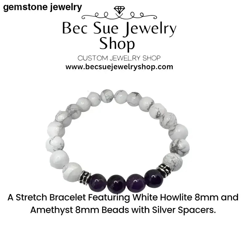 White Howlite Beaded Stretch Bracelet - Bec Sue Jewelry Shop