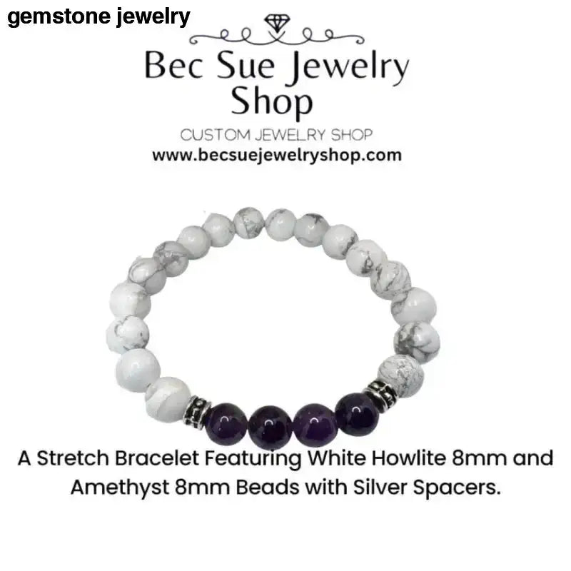 White Howlite Beaded Stretch Bracelet - Bec Sue Jewelry Shop