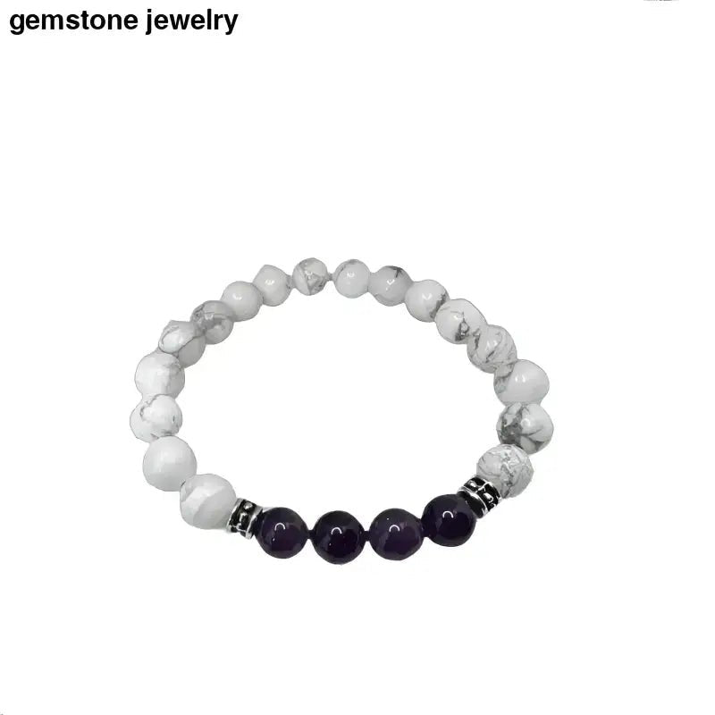 White Howlite Beaded Stretch Bracelet - Bec Sue Jewelry Shop