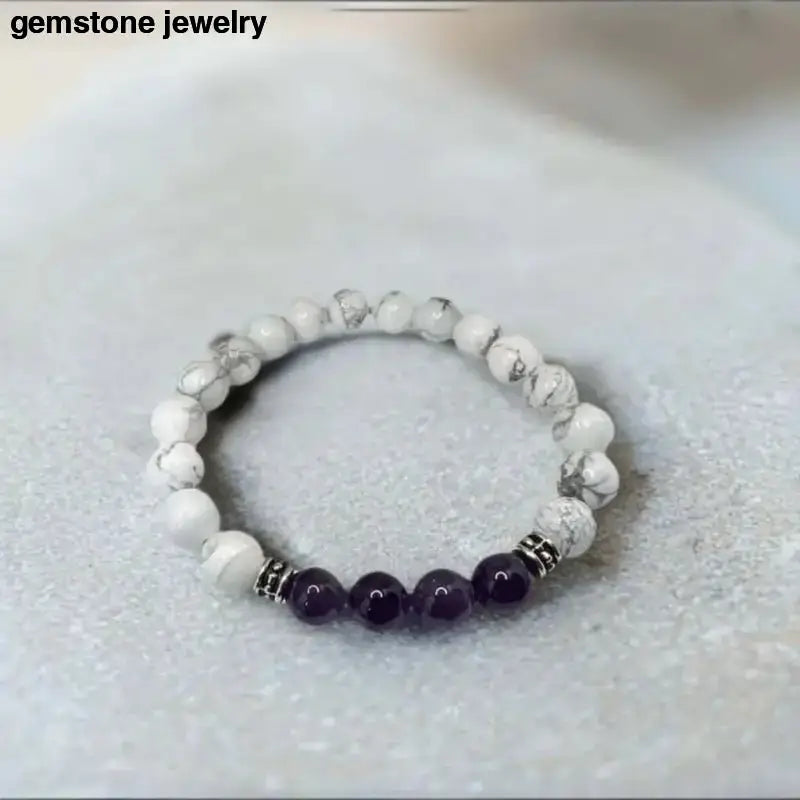 White Howlite Beaded Stretch Bracelet - Bec Sue Jewelry Shop