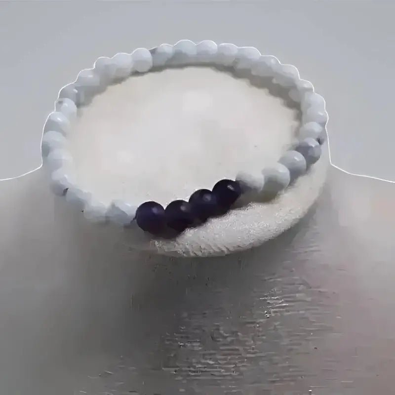 White Howlite Bracelet with Purple 6mm Gemstone Beads Exuding Elegance - Bec Sue Jewelry Shop