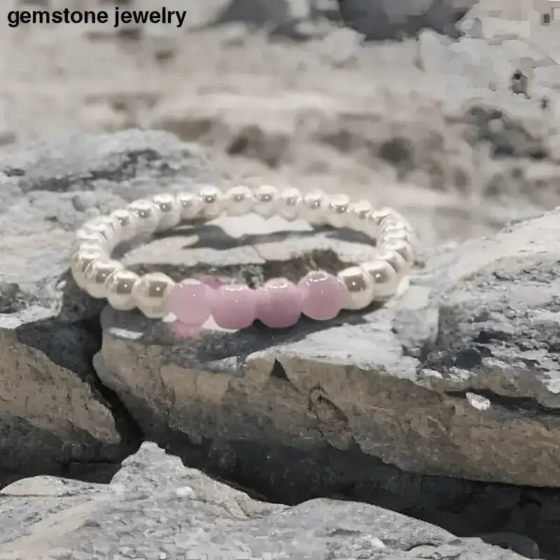 White Pearl Glass and Pink Gemstone Bracelet - Bec Sue Jewelry Shop