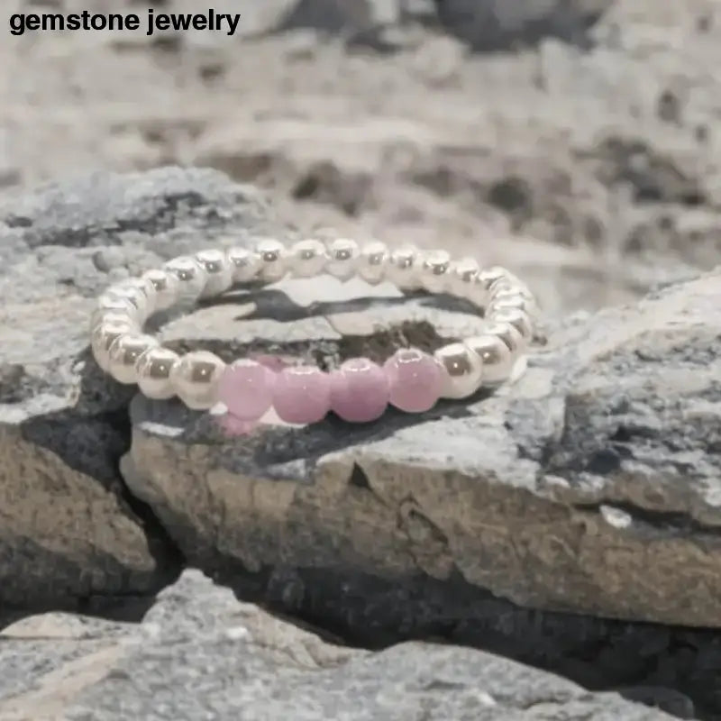 White Pearl Glass and Pink Gemstone Bracelet - Bec Sue Jewelry Shop