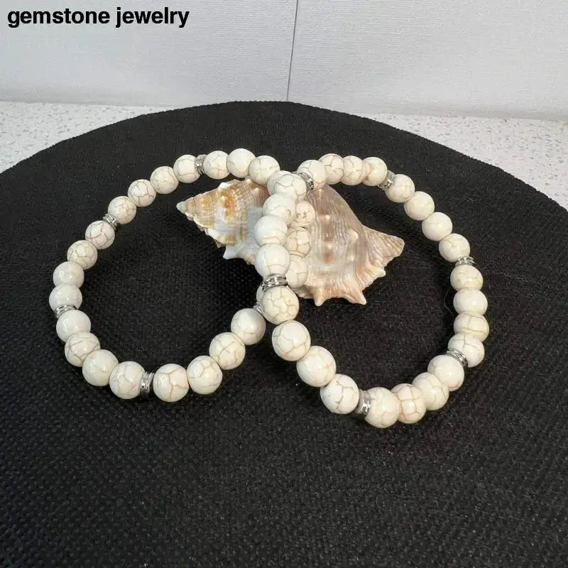 White Turquoise Beaded Bracelet for Elegant Style - Bec Sue Jewelry Shop
