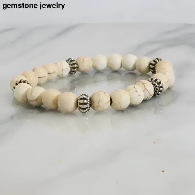 White Turquoise Beaded Bracelet for Elegant Turquoise Jewelry - Bec Sue Jewelry Shop