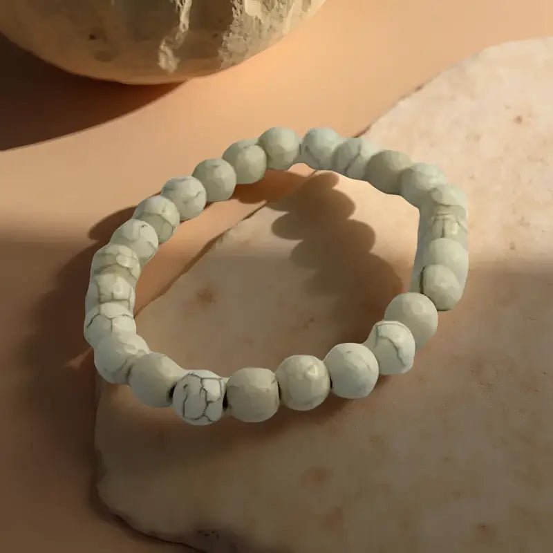 White Turquoise Beaded Gemstone Bracelet - Bec Sue Jewelry Shop