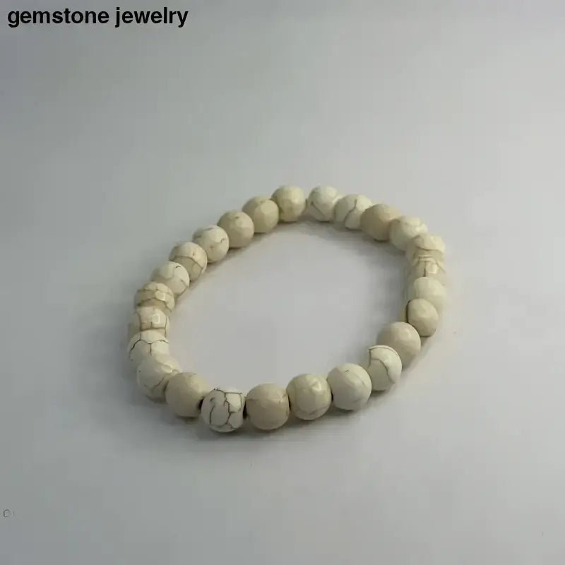 White Turquoise Beaded Gemstone Bracelet - Bec Sue Jewelry Shop
