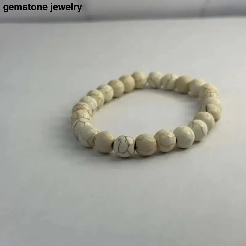 White Turquoise Beaded Gemstone Bracelet - Bec Sue Jewelry Shop