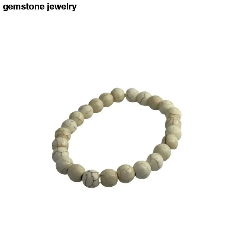 White Turquoise Beaded Gemstone Bracelet - Bec Sue Jewelry Shop