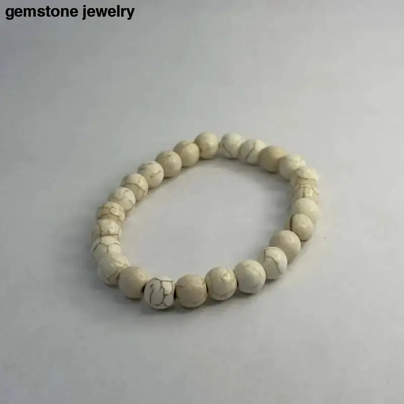 White Turquoise Beaded Gemstone Bracelet - Bec Sue Jewelry Shop